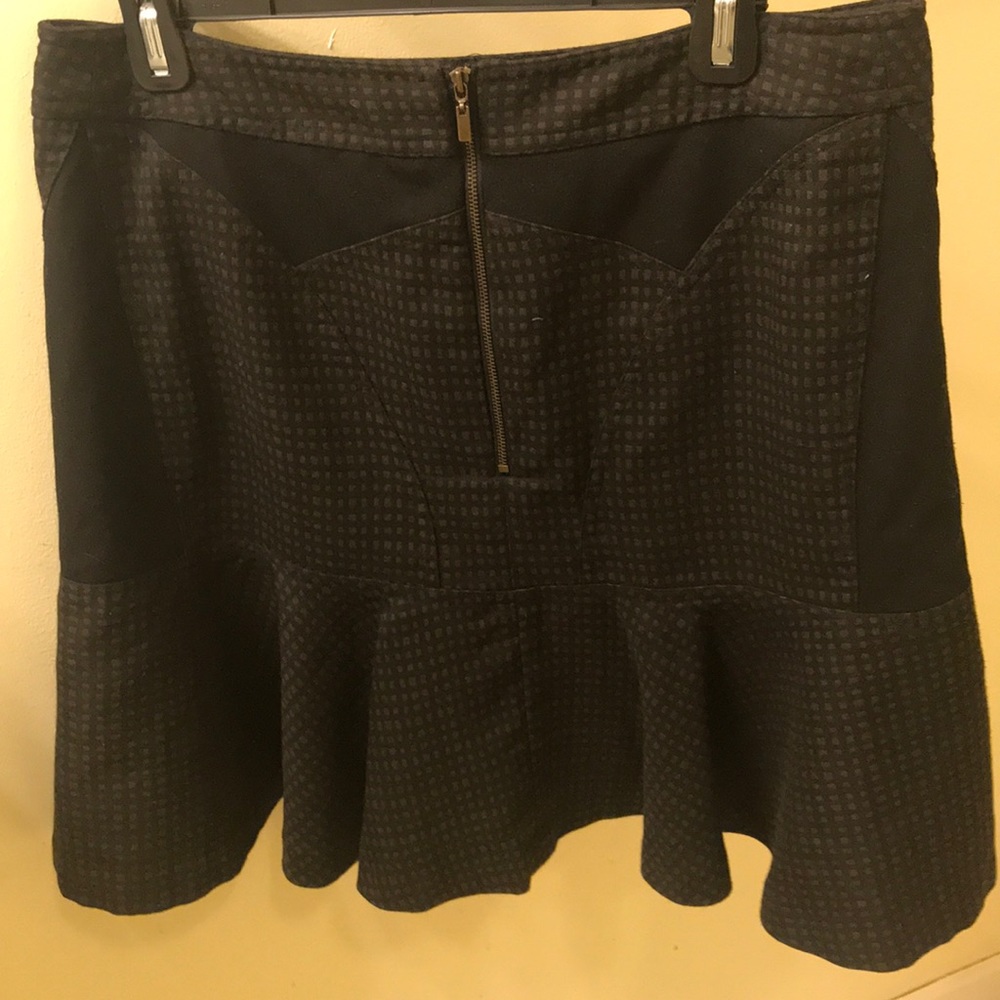 Skirt, black and brown, a-line waisted